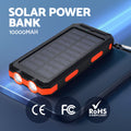 10000mAh Solar Power Bank Portable Dual USB Phone Charger LED Light