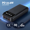 20000mAh Power Bank PD22.5W Quick Charge Fast Charger Phone Black