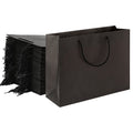 50pc Paper Bags Black Reusable Fabric Handle Shopping Gift Bulk
