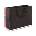 50pc Paper Bags Black Reusable Fabric Handle Shopping Gift Bulk