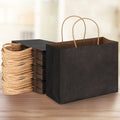 50pcs Black Paper Gift Bags Bulk Reusable Shopping Handles