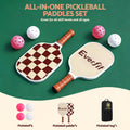 Everfit Pickleball Paddle Set Fibreglass Racquet Honeycomb Core With Bag Brown