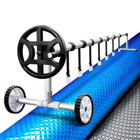 Aquabuddy Pool Cover 500 Micron 10x4m Silver Solar Blanket Roller