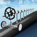 Aqua Buddy Pool Cover 600 Micron 12x6.4m w/ Roller 6.55m Swimming Pools Black Solar Blanket