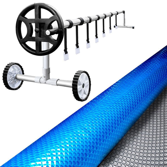 Aquabuddy Pool Cover 6.5x3m 400 Micron Solar Blanket Roller