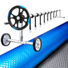 Aquabuddy Pool Cover 6.5x3m 400 Micron Silver Swimming Pool Solar Blanket 5.5m Blue Roller