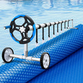 Aqua Buddy Pool Cover 600 Micron 7x4m w/ Roller 5.55m Solar Blanket Blue