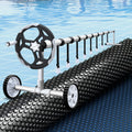 Aqua Buddy Pool Cover 600 Micron 8.5x4.2m w/ Roller 5.55m Swimming Pools Black Solar Blanket