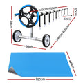Aquabuddy Pool Cover 500 Micron 8.5x4.2m Silver Swimming Pool Solar Blanket 5.5m Blue Roller