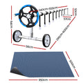 Aqua Buddy Pool Cover 600 Micron 9.5x5m w/ Blue Roller 5.55m Black Solar Blanket