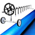Aquabuddy Pool Cover 500 Micron 9.5x5m Blue Swimming Pool Solar Blanket 5.5m Roller