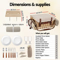Alfresco 2 Person Insulated Picnic Basket Set with Foldable Wood Table Mat