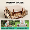 Alfresco 2 Person Insulated Picnic Basket Set with Foldable Wood Table Mat