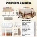 Alfresco 4 Person Insulated Picnic Basket Set with Foldable Wood Table Mat