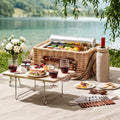 Alfresco 4 Person Insulated Picnic Basket Set with Foldable Wood Table Mat