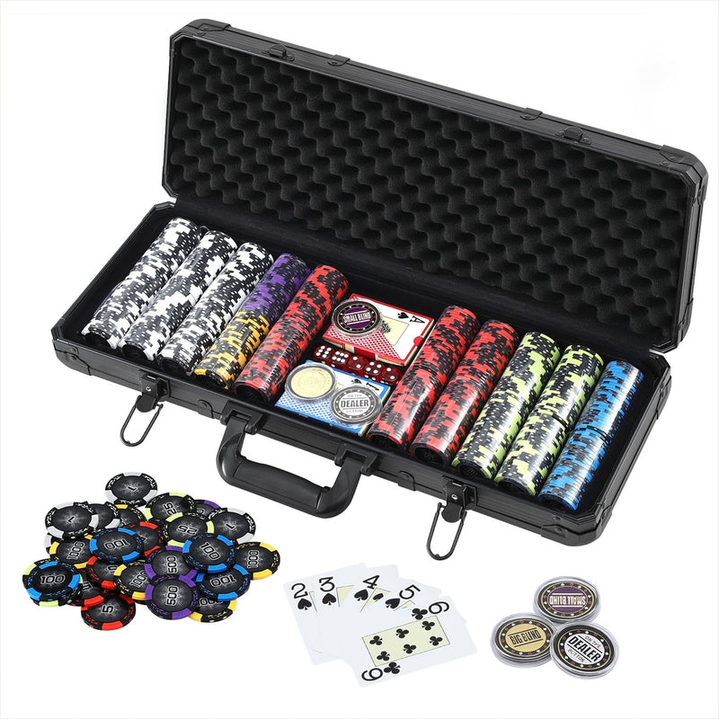 Poker Chip Set 500pc 14g Chips Casino Party Game Dice Cards