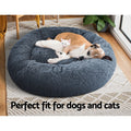 i.Pet Dog Cat Bed 90cm Large Calming Plush Dark Grey