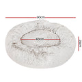 i.Pet Dog Cat Bed 90cm Large Calming Plush White Brown