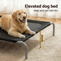 i.Pet Elevated Dog Bed Trampoline 90x137cm Large Black Heavy Duty