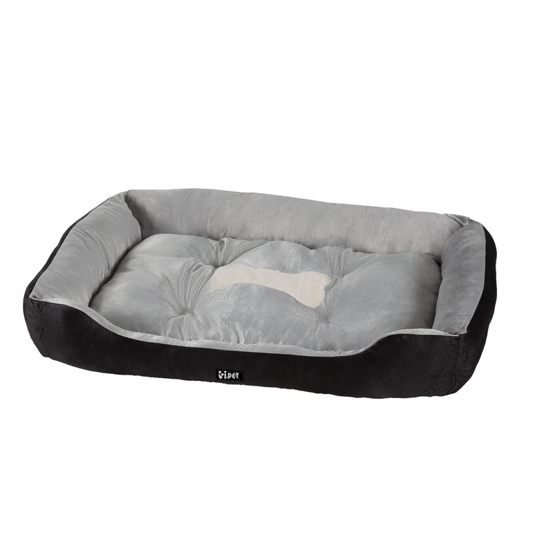 i.Pet Dog Cat Bed Calming Cave Mat Washable Black Plush