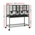 i.Pet 106cm 2-in-1 Bird Cage Aviary with Divider Parrot Budgie Wheels Black