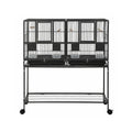 i.Pet 106cm 2-in-1 Bird Cage Aviary with Divider Parrot Budgie Wheels Black