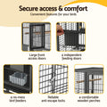 i.Pet 106cm 2-in-1 Bird Cage Aviary with Divider Parrot Budgie Wheels Black