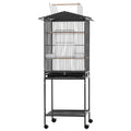 i.Pet 136cm Bird Cage Aviary Open Top Parrot Budgie Stand Wheels Black