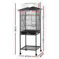 i.Pet 136cm Bird Cage Aviary Open Top Parrot Budgie Stand Wheels Black