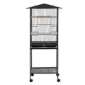 i.Pet 136cm Bird Cage Aviary Open Top Parrot Budgie Stand Wheels Black