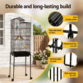 i.Pet 158cm Bird Cage Aviary Parrot Budgie Stand Wheels Black
