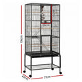 i.Pet 176cm 3-Tier Large Bird Cage Aviary with Ladder Parrot Budgie Wheels Black