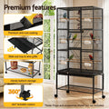 i.Pet 176cm 3-Tier Large Bird Cage Aviary with Ladder Parrot Budgie Wheels Black