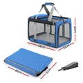 i.Pet Pet Carrier Bag Foldable Dog Cat Travel Cage Portable Car Blue