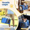 i.Pet Pet Carrier Bag Foldable Dog Cat Travel Cage Portable Car Blue