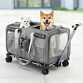 i.Pet Pet Carrier Trolley Foldable Cat Dog Stroller Grey