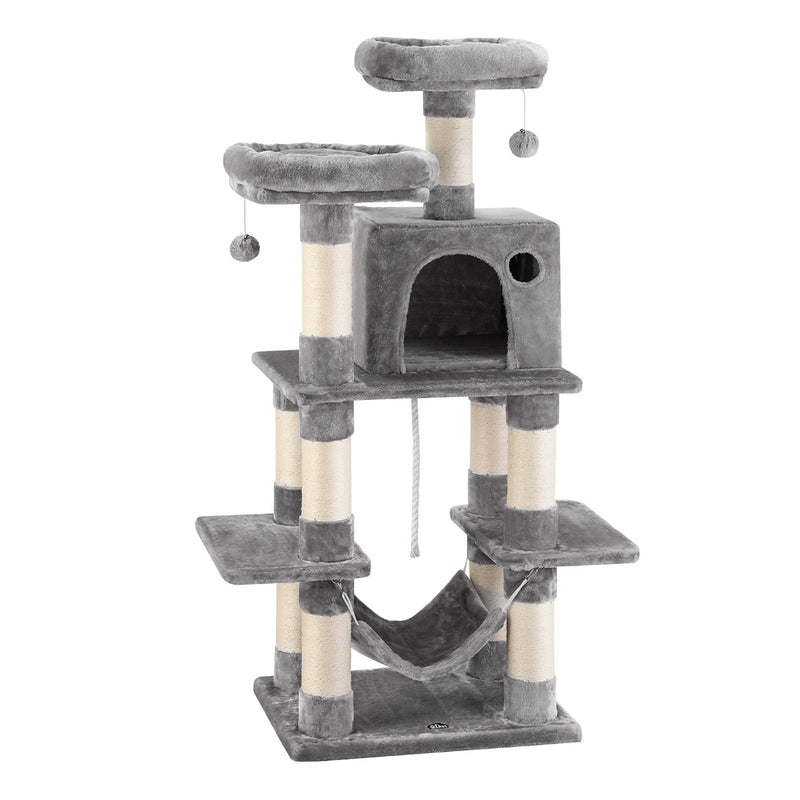 i.Pet Cat Tree 145cm Scratching Post Tower Condo House Grey