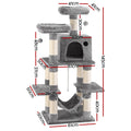 i.Pet Cat Tree 145cm Scratching Post Tower Condo House Grey