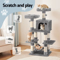 i.Pet Cat Tree 145cm Scratching Post Tower Condo House Grey