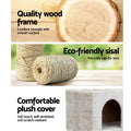 i.Pet Cat Tree 134cm Scratching Post Tower Condo House Bed Beige