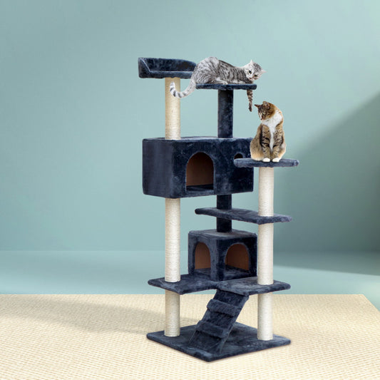 i.Pet Cat Tree 134cm Scratching Post Condo House Grey