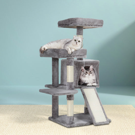i.Pet Cat Tree 103cm Scratching Post Tower Condo Grey Wood