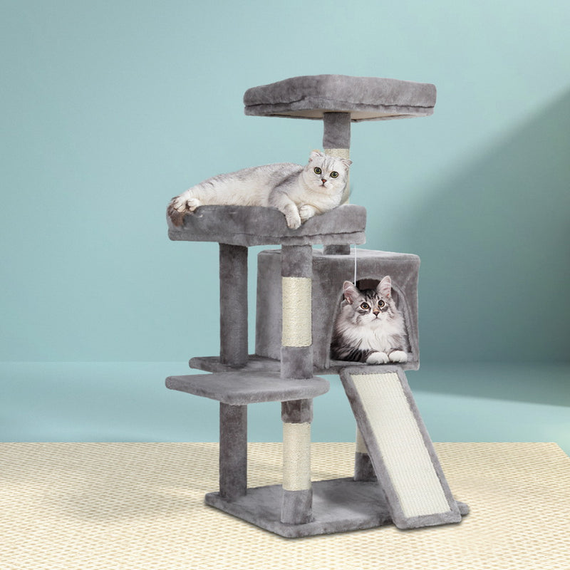 i.Pet Cat Tree 103cm Scratching Post Tower Condo Grey Wood