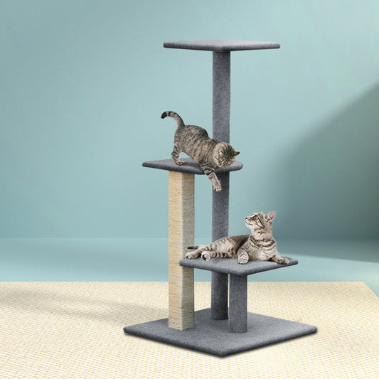 i.Pet Cat Tree 124cm Scratching Post Tower Wood Condo Scratcher