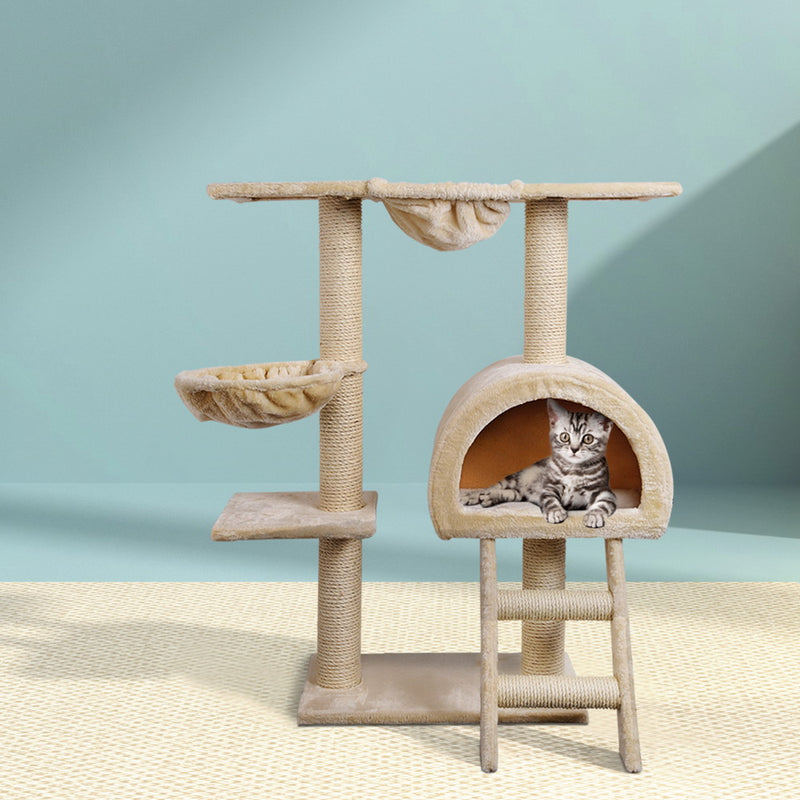 i.Pet Cat Tree 100cm Scratching Post Tower Condo House Bed Beige