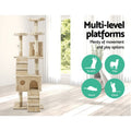 i.Pet Cat Tree 180cm Tower Scratching Post Condo House Beige