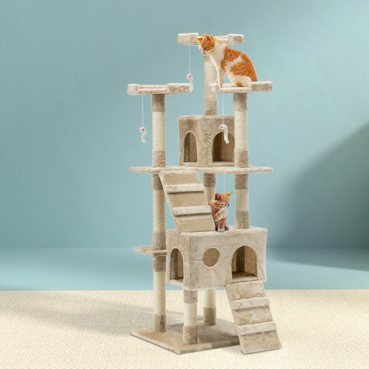 i.Pet Cat Tree 180cm Tower Scratching Post Condo House Beige
