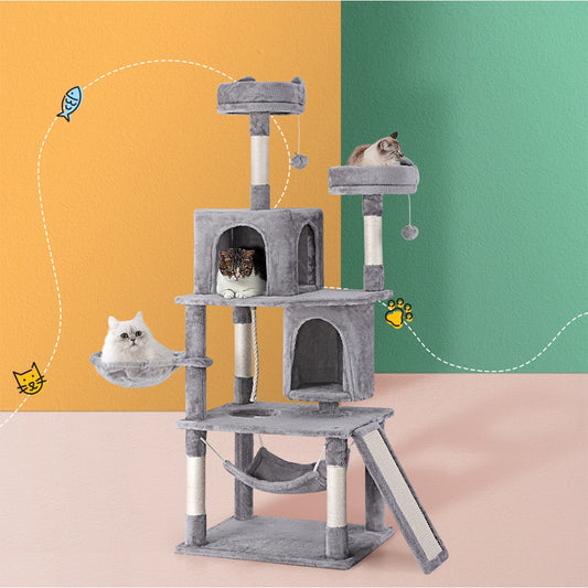 i.Pet Cat Tree 161cm Grey Scratching Post Condo Tower House