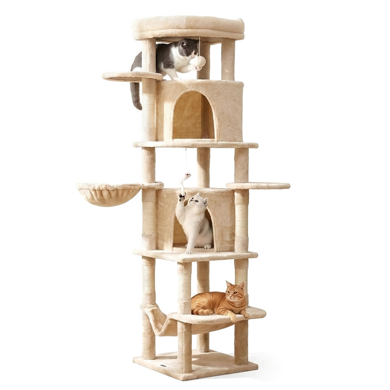 i.Pet Cat Tree 167cm Large Beige Scratching Post Tower House