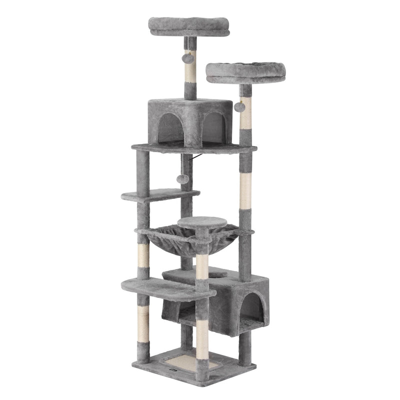 i.Pet Cat Tree 184cm Scratching Post Tower Condo House Grey